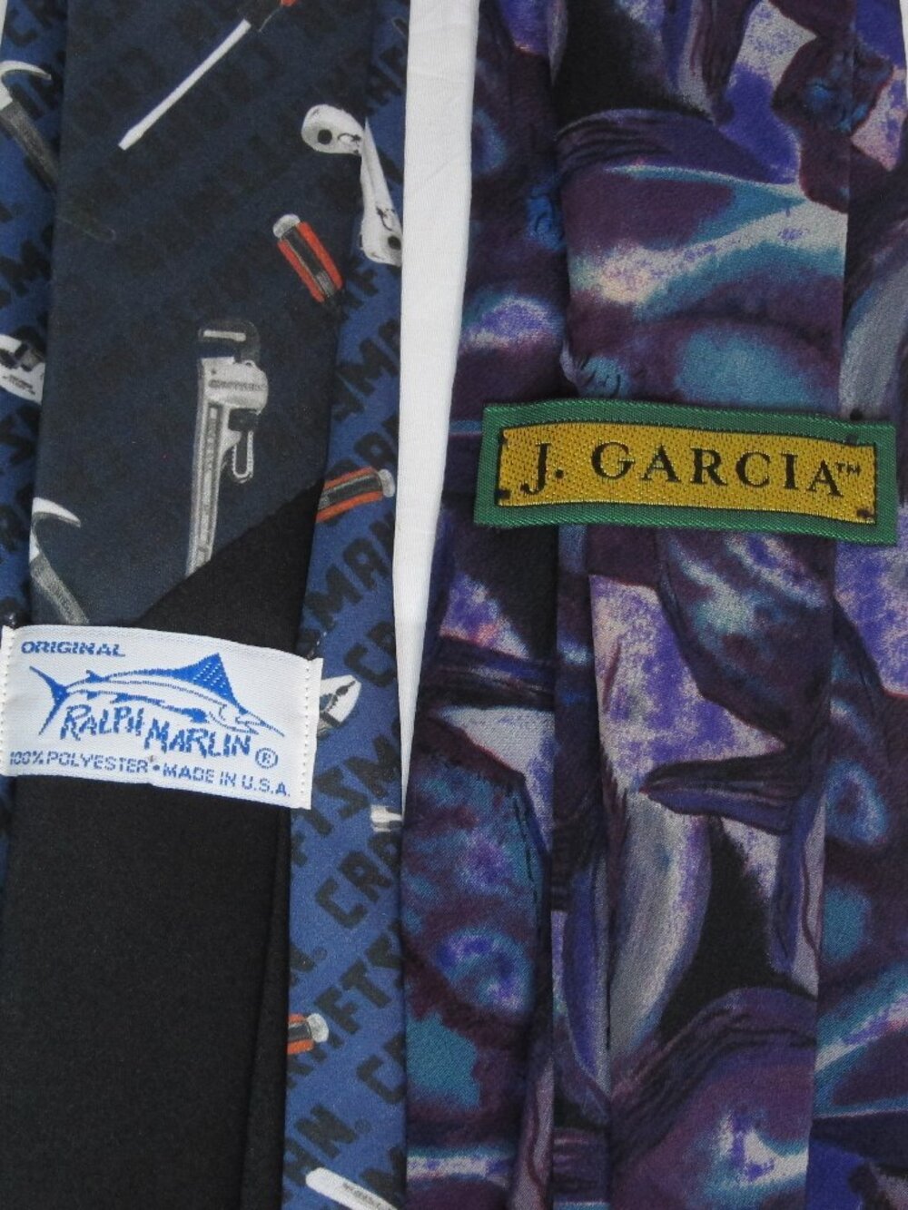 Lot of 2 Vintage Mens Ties J Garcia Art Print & Ralph Marlin Novelty